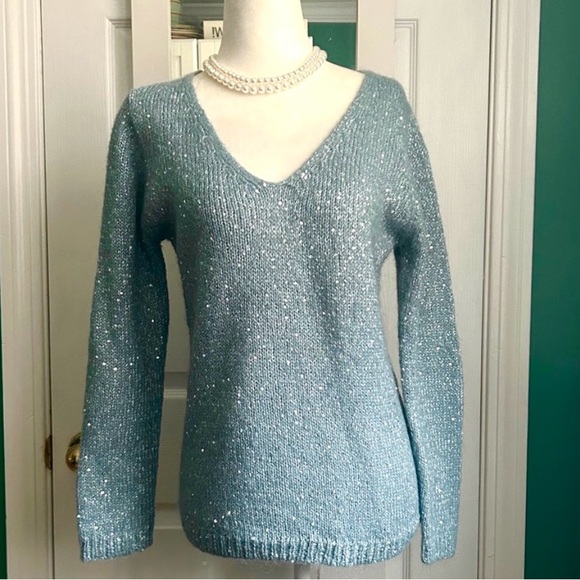 Joe Fresh Mint Blue Sparkly Sweater Small - Picture 14 of 14